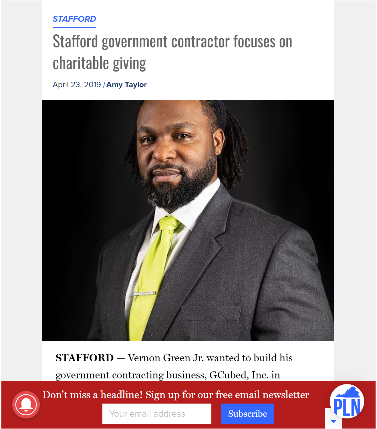 “Stafford Government Contractor Focuses on Charitable Giving”